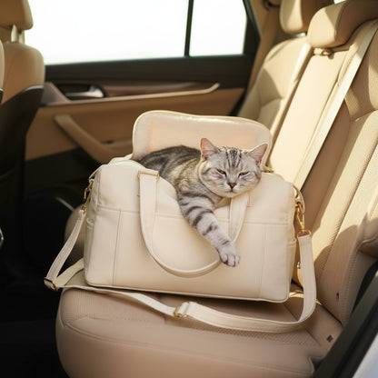 Elio Pet Carrier - Small Dog & Cat Travel Bag with Cushion - in-use lifestyle photo, real-world setting