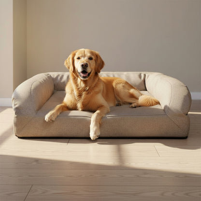Atlas Rectangle Bolster Dog Bed - in-use lifestyle photo, real-world setting