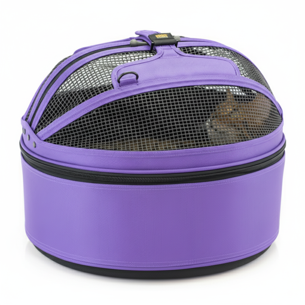 Purple convertible pet travel bed - carrier for cats and small dogs up to 15 lbs