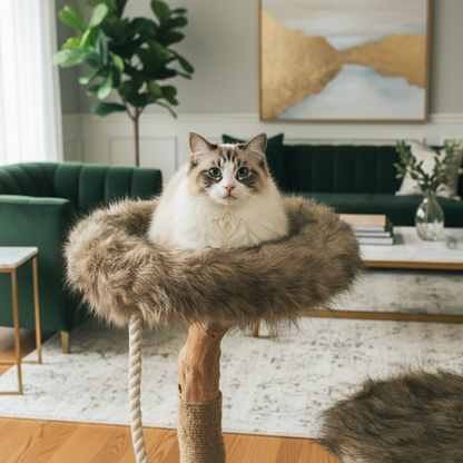 Cat tree tower with multiple perches - 32 inch tall furniture for indoor cats