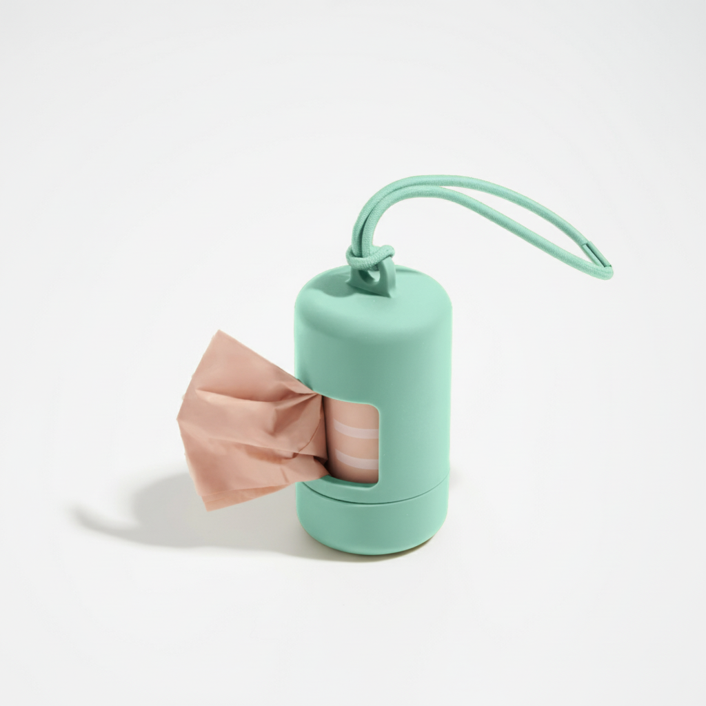 Mint green dog poop carrier bag