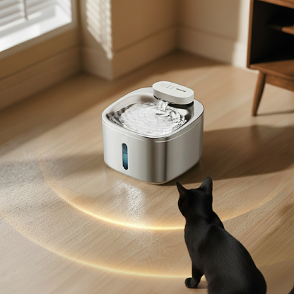 Wireless pet water fountain with long-lasting battery and multi-layer filtration system