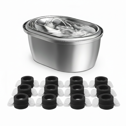 3L stainless steel pet water fountain with dishwasher safe design for dogs and cats with 12 filters included 