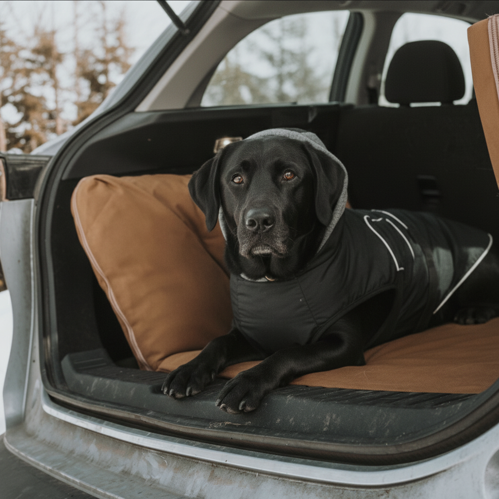 Durable fabric SUV dog bed with waterproof protection for car travel