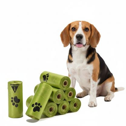 Biodegradable dog poop bags on rolls