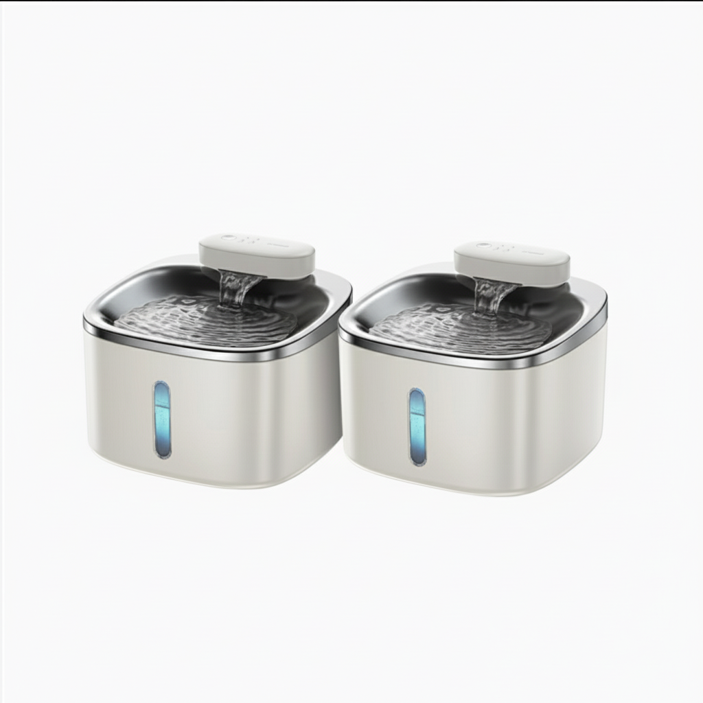 Wireless cat and dog water dispenser with easy-to-clean stainless steel bowl