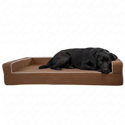 Dog bed with 3 sided bolster design - plush sleeping surface with raised edge support
