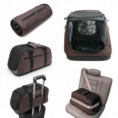 Soft-sided pet carrier angle view - durable construction with multiple entry points for easy access