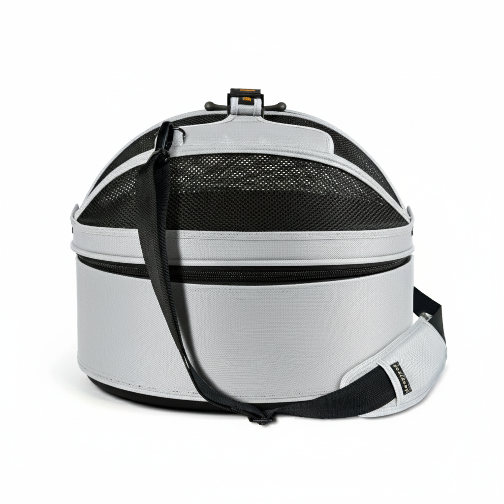 Silver convertible pet travel bed - carrier for cats and small dogs up to 15 lbs