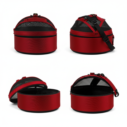 Deep Red convertible pet travel bed - carrier for cats and small dogs up to 15 lbs