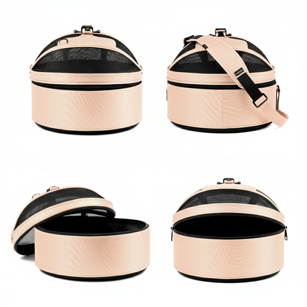 Light pink convertible pet travel bed - carrier for cats and small dogs up to 15 lbs