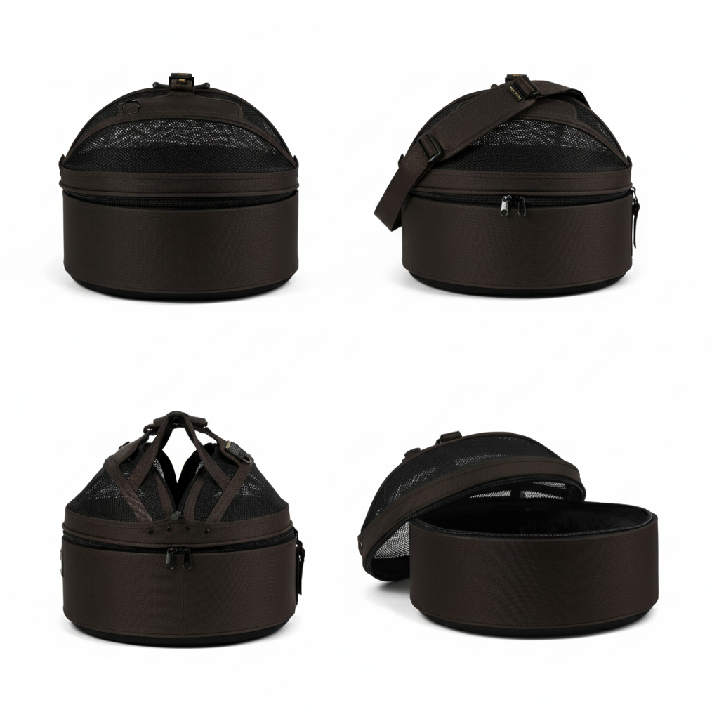 Chocolate convertible pet travel bed - carrier for cats and small dogs up to 15 lbs