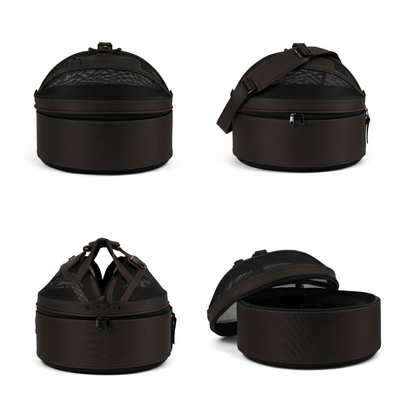 Chocolate convertible pet travel bed - carrier for cats and small dogs up to 15 lbs