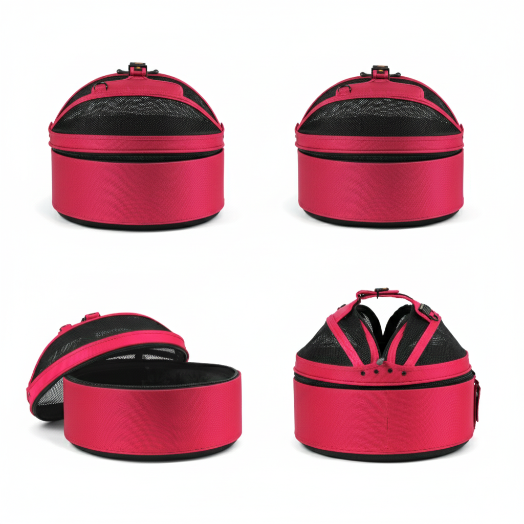 Hot Pink convertible pet travel bed - carrier for cats and small dogs up to 15 lbs