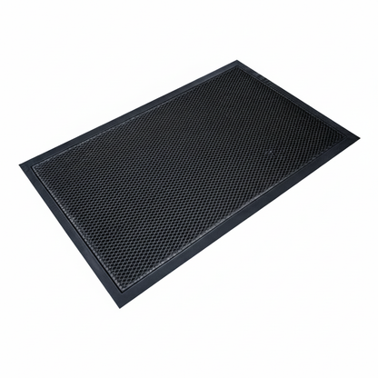 Black Outdoor dog mat in use showing easy-to-clean weatherproof material

