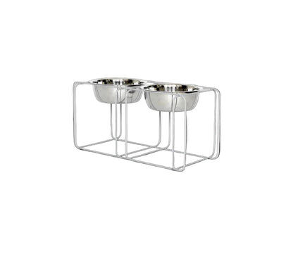 Lunae Elevated Dog Feeder — glossy powder-coated steel frame