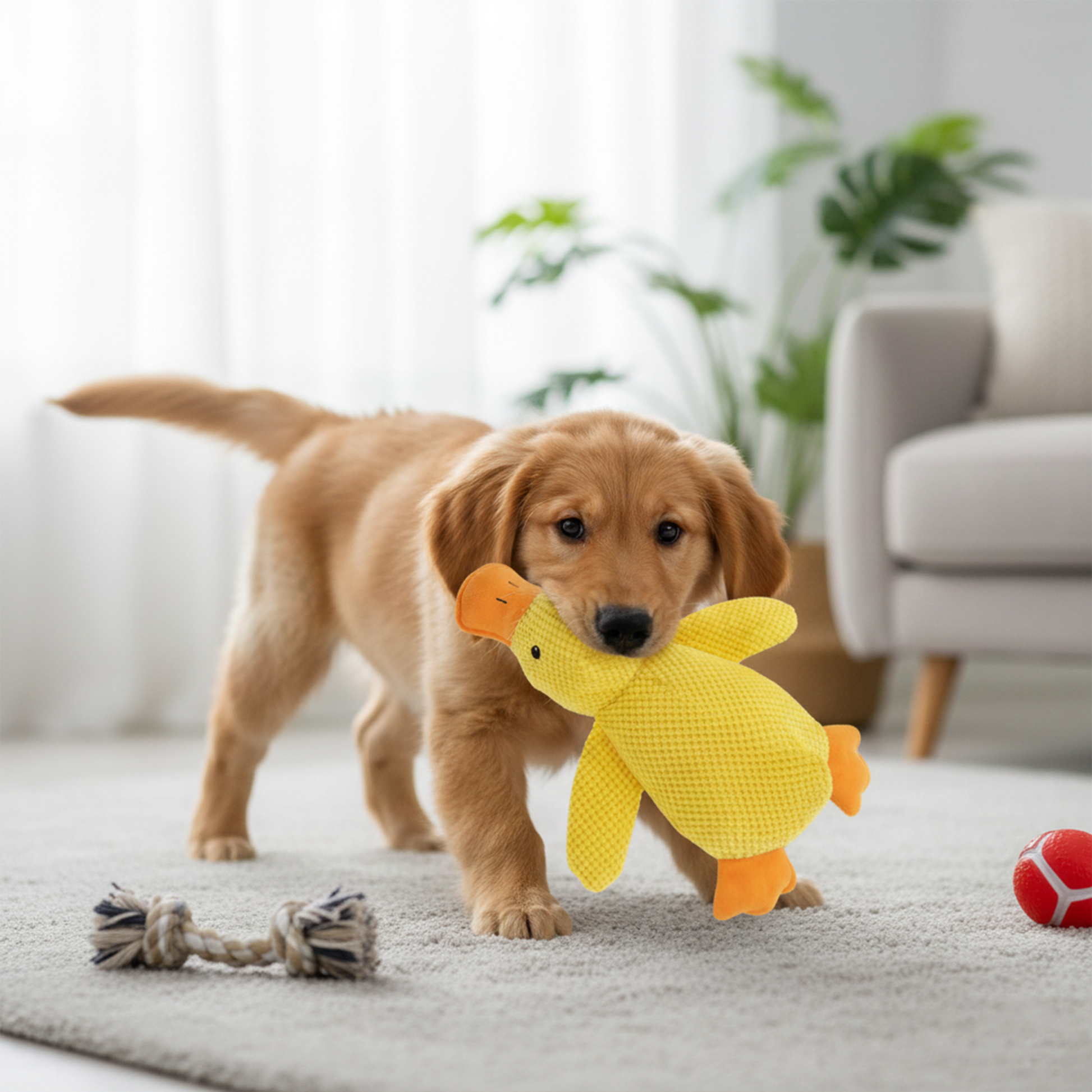 Orlo Duck Dog Toy — classic duck shape with built-in squeaker